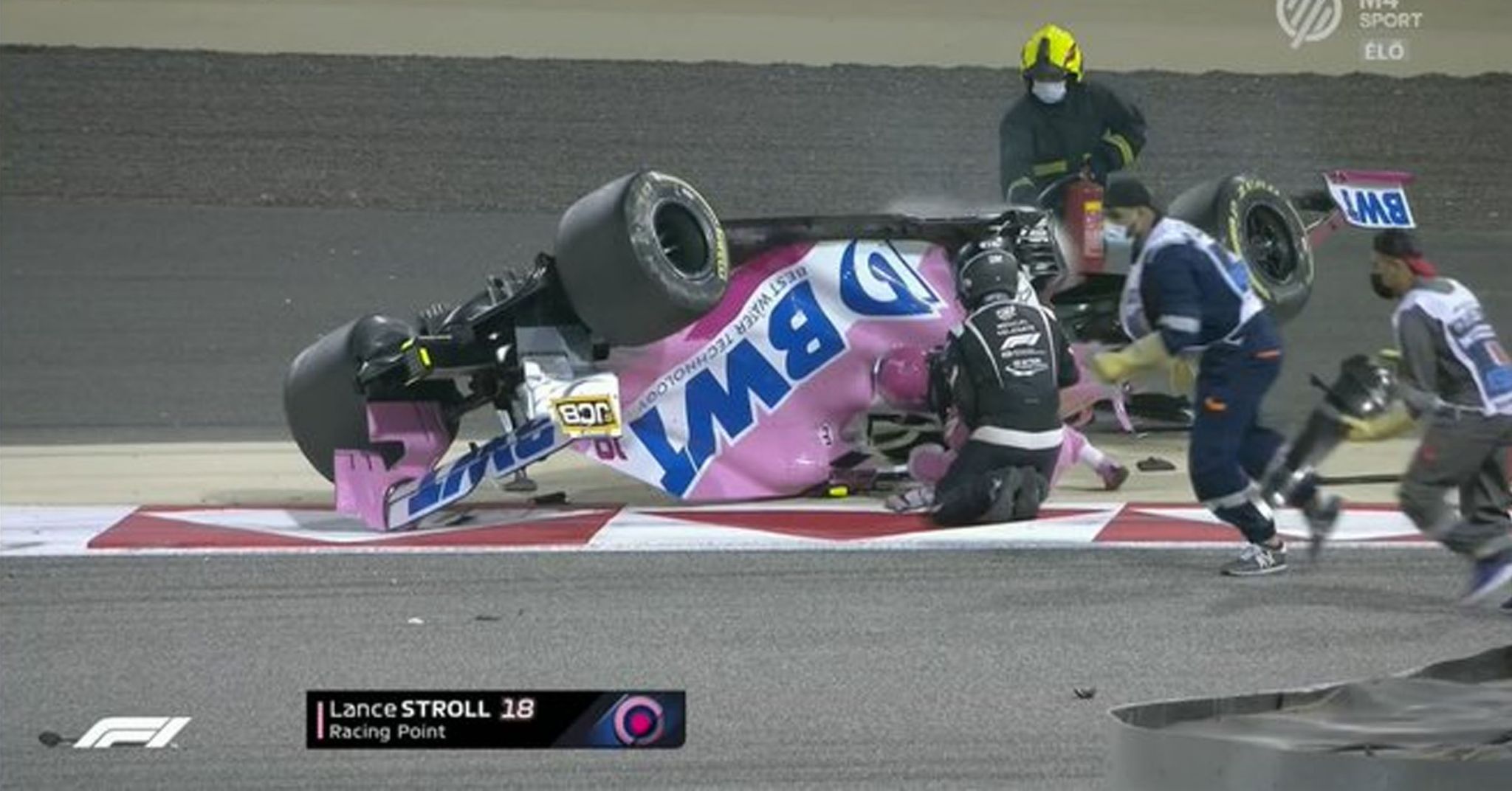 VIDEO Lance Stroll Dragged Out Of Upside Down Car After Another