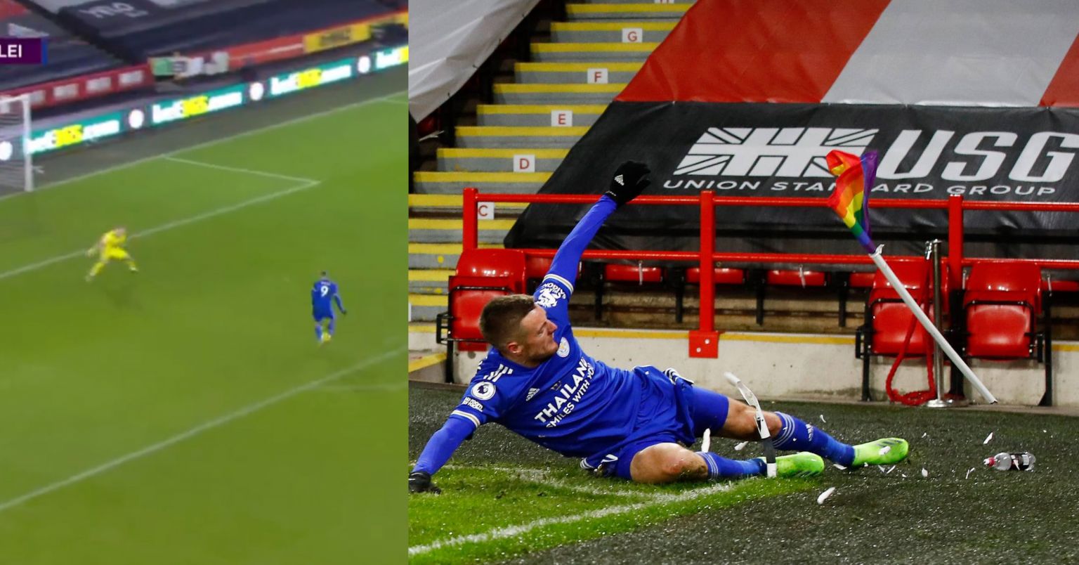 Video: Jamie Vardy Obliterates The Corner Flag After Scoring 90' Winner