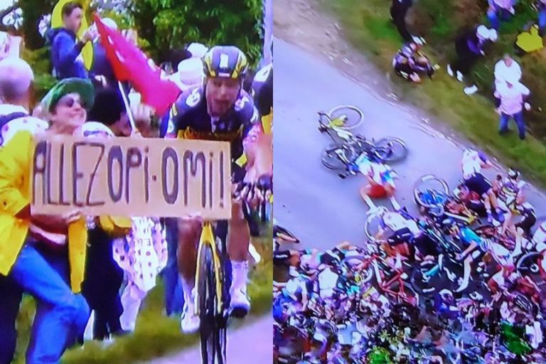 Overzealous Fan Causes Huge Crash that Brings Down the Tour de France