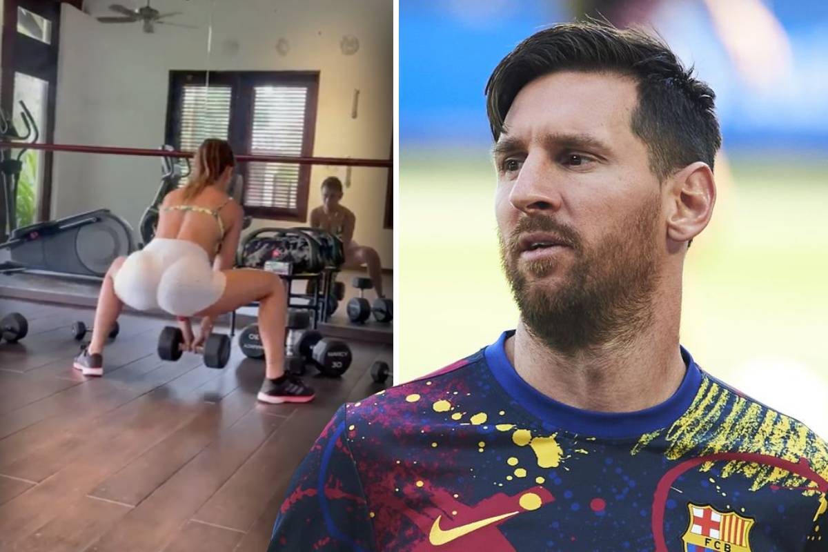 Lionel Messi shares video of stunning WAG Antonela Roccuzzo squatting in see-through shorts pic