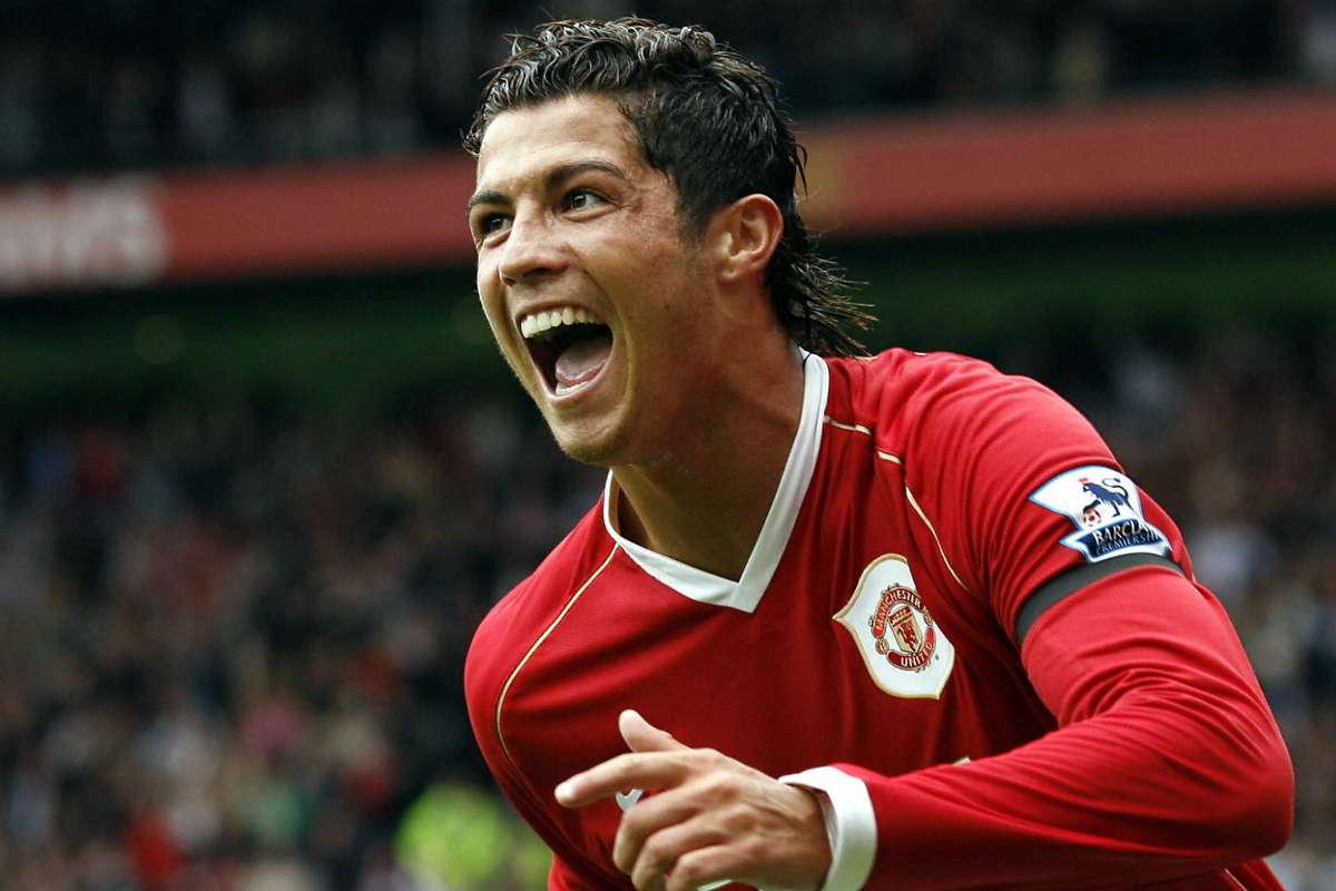 Cristiano Ronaldo celebrates a goal for Manchester United