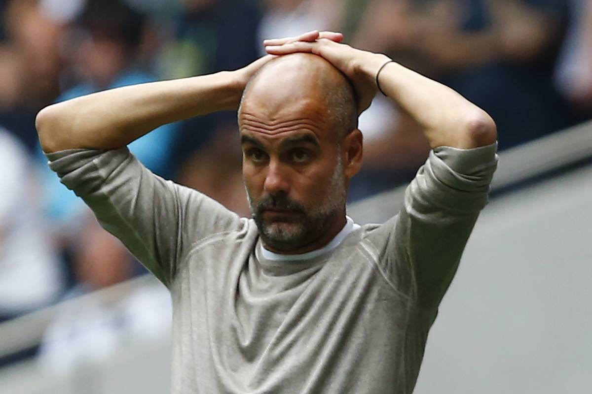 Pep Guardiola reacts during Manchester City vs Norwich City