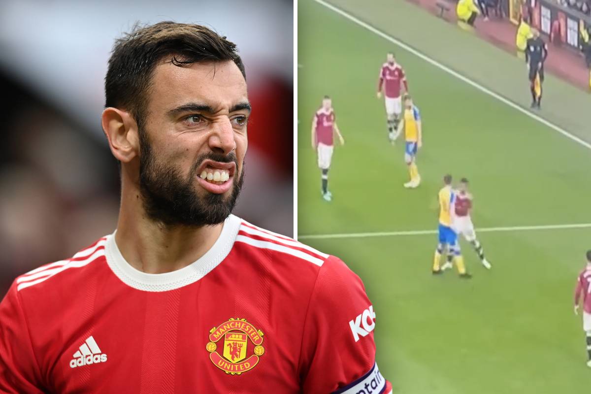 Video: Bruno Fernandes appears to throw PUNCH at James Ward-Prowse