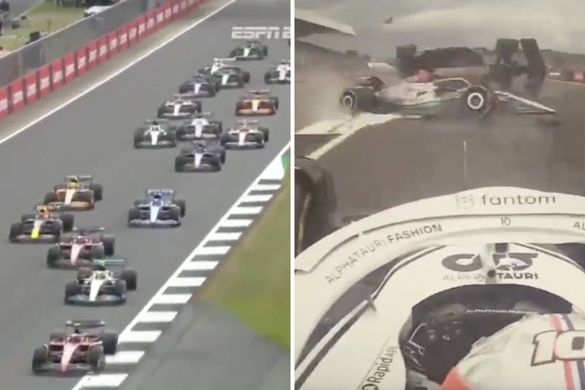 (Video) FIVE cars involved in major crash on first lap of British GP