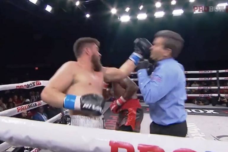 (Video) Referee showcases chin strength after being PUNCHED