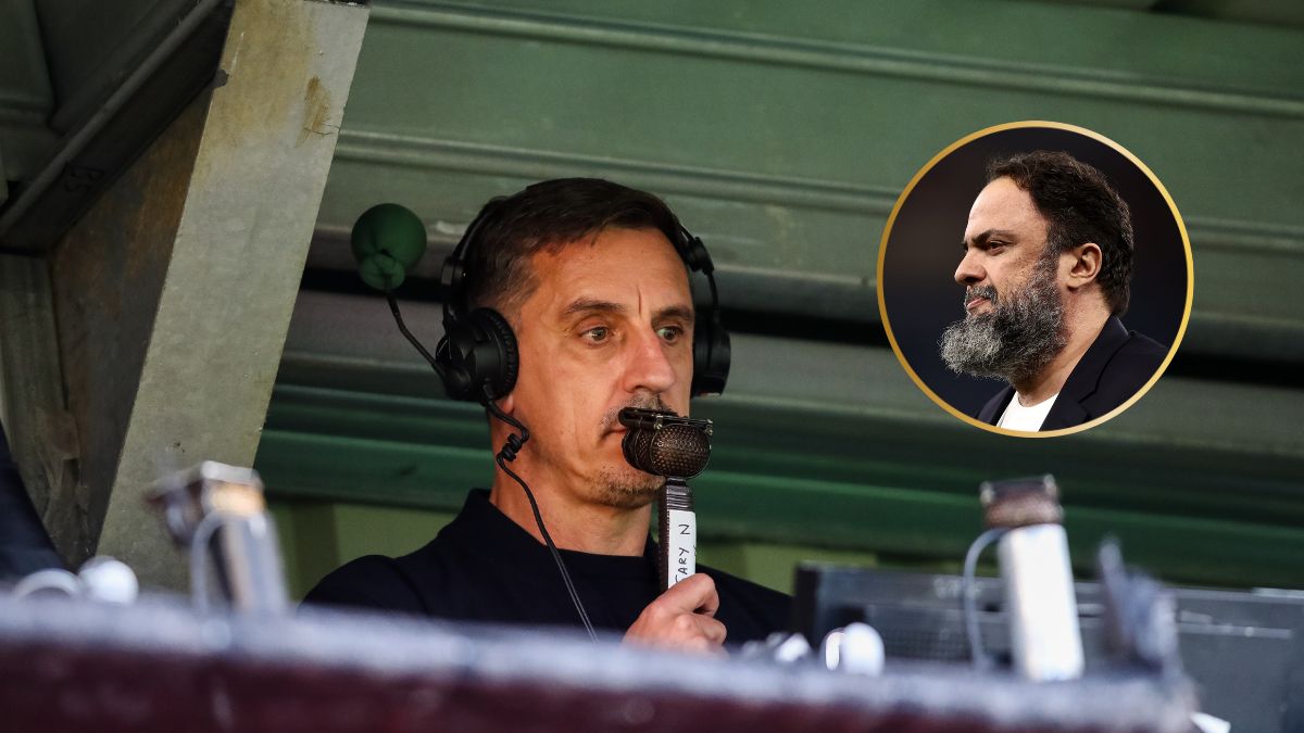 Gary Neville commentating on a game