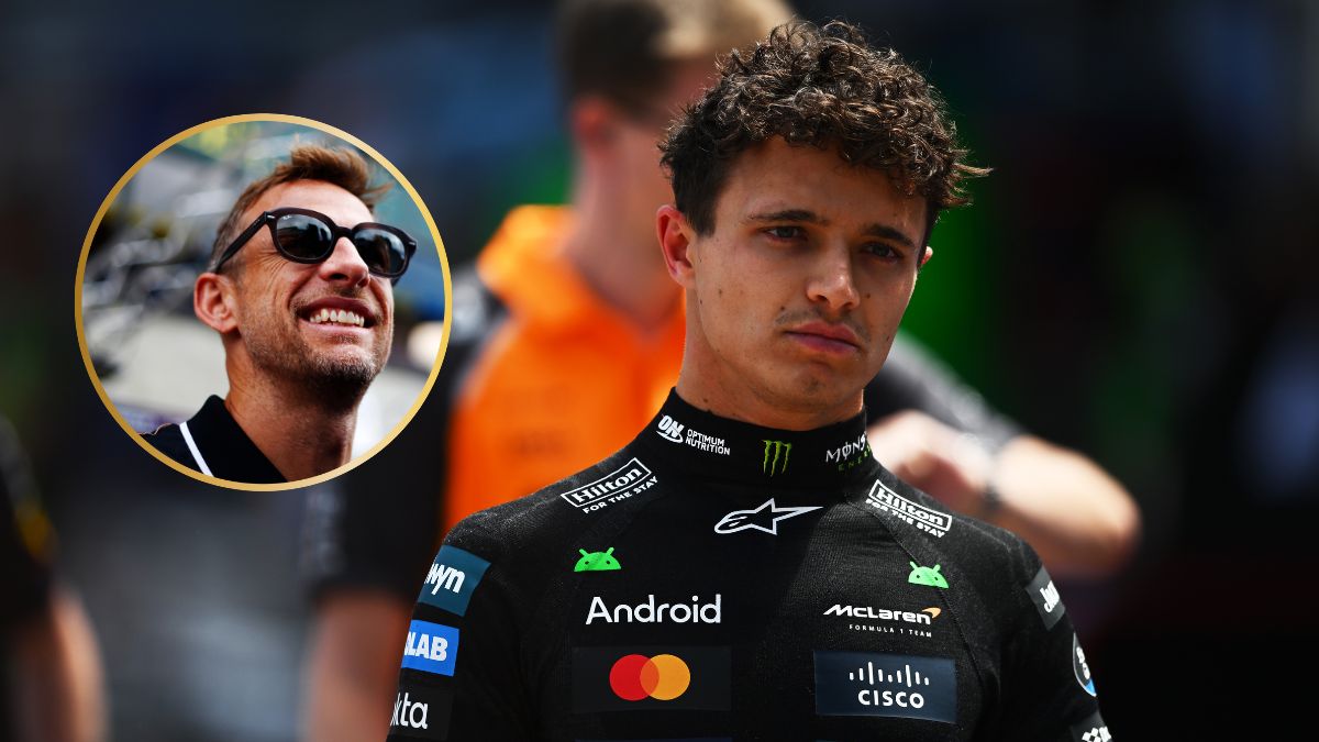 Lando Norris walking down Monaco street