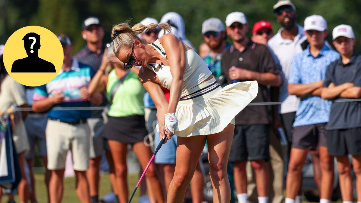 Paige Spiranac in action on golf course